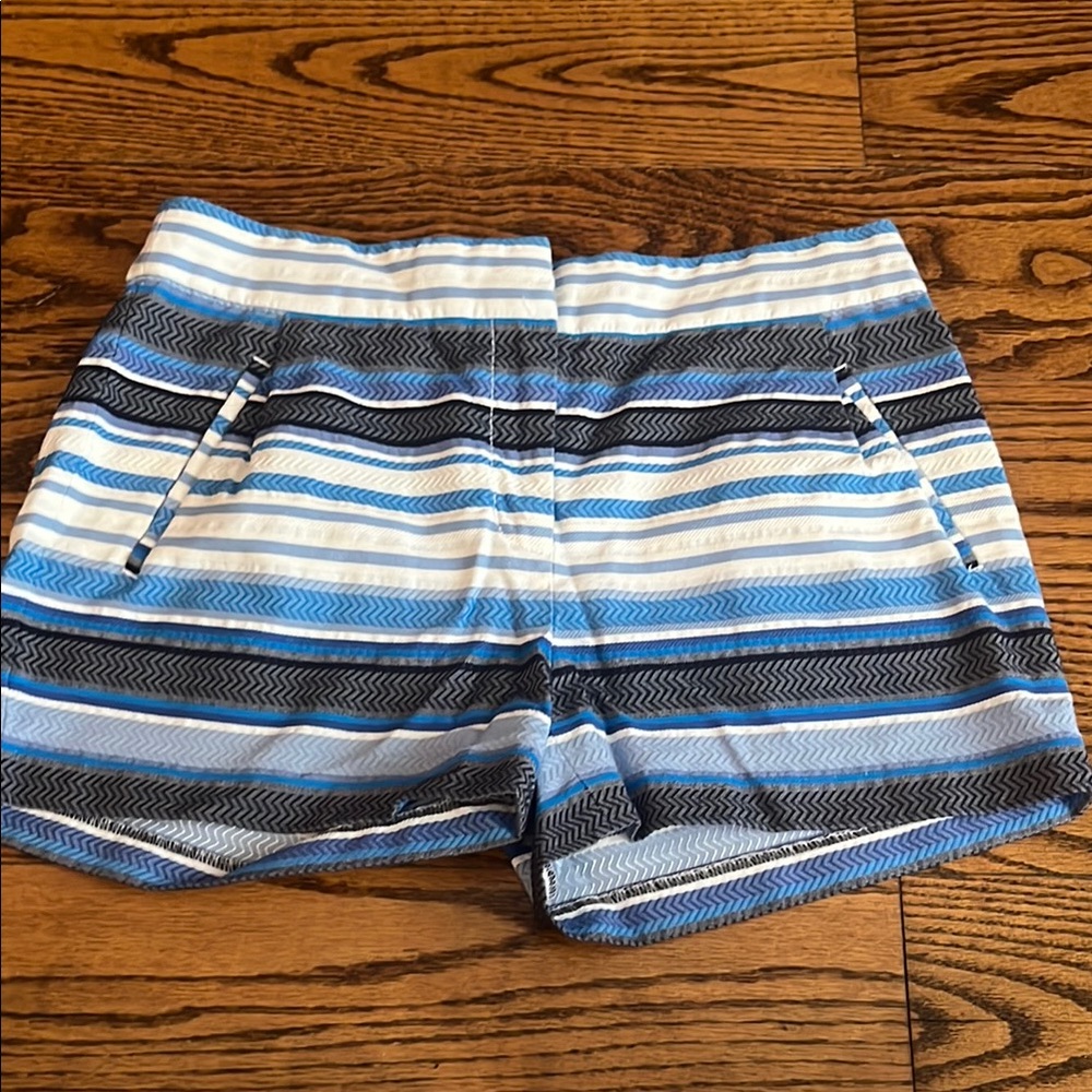 J. Crew Women's Blue and White Striped Shorts